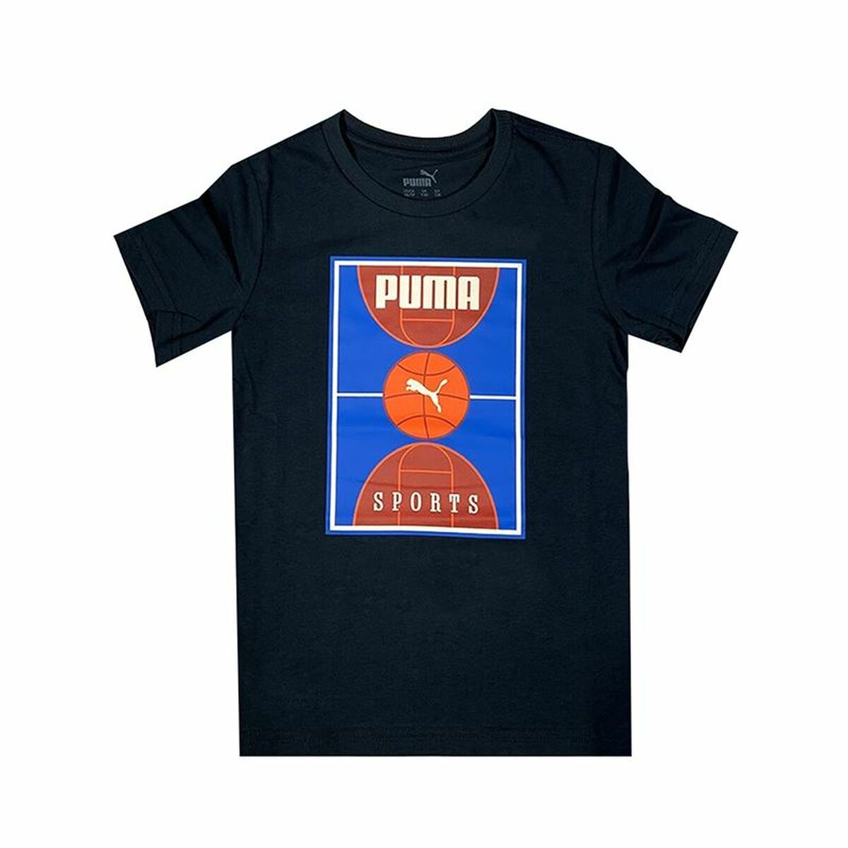 Child's Short Sleeve T-Shirt Puma Bppo Basket Blank Ba Black 13-14 Years