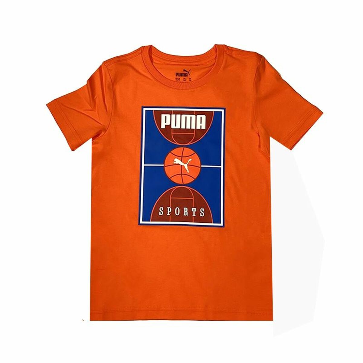 Child's Short Sleeve T-Shirt Puma Bppo Basket Blank Ba Orange 11-12 Years